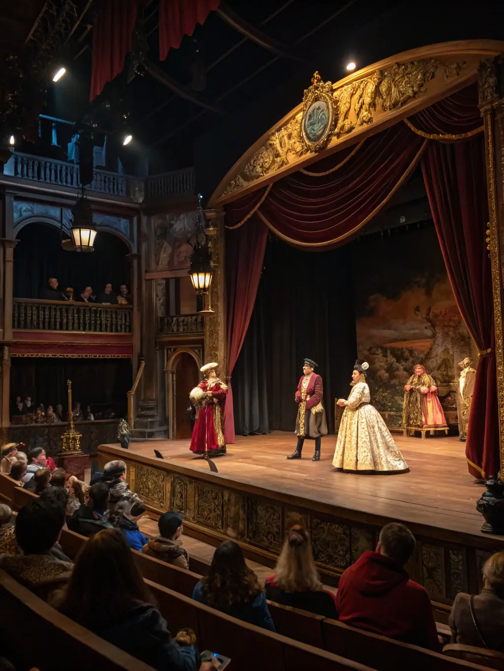 A vibrant image of a medieval music concert featuring performers in historical costumes playing authentic instruments, showcasing the immersive experience offered by LE CHANT DES PIERRES.